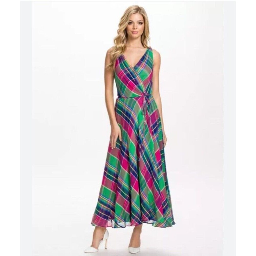 POLO RALPH LAUREN Sz 10 Sleeveless Fit & Flare Cotton Haven Wrap Maxi Dress